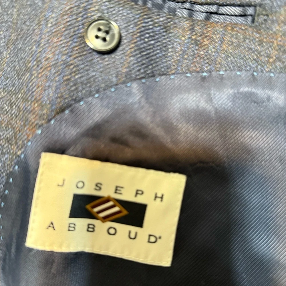 Joseph Abboud Blue Plaid suit jacket Angelico Super 100s Wool medium